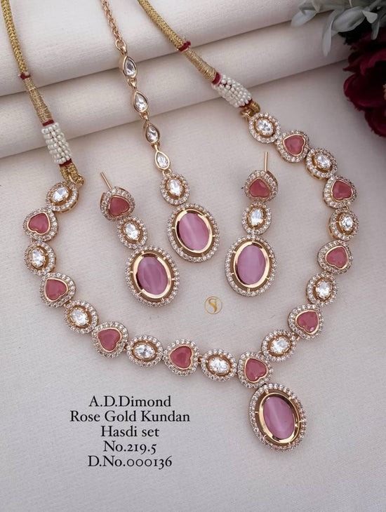 Ad Diamond Rose Gold Kundan Hasdi Set 5