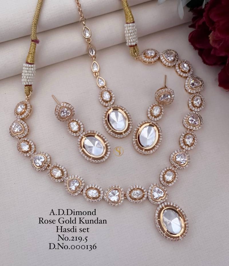 Ad Diamond Rose Gold Kundan Hasdi Set 5
