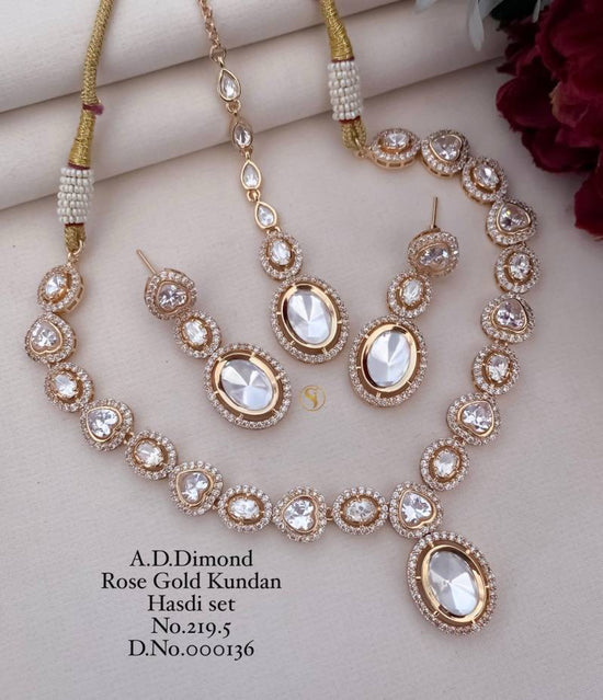 Ad Diamond Rose Gold Kundan Hasdi Set 5