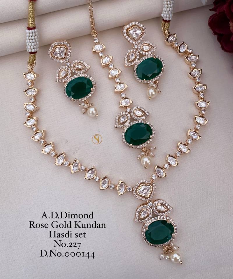 Ad Diamond Rose Gold Kundan Hasdi Set 6
