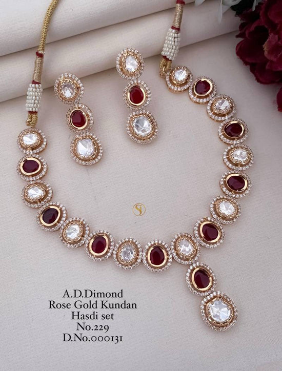 Ad Diamond Rose Gold Kundan Hasdi Set 7