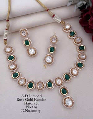 Ad Diamond Rose Gold Kundan Hasdi Set 7