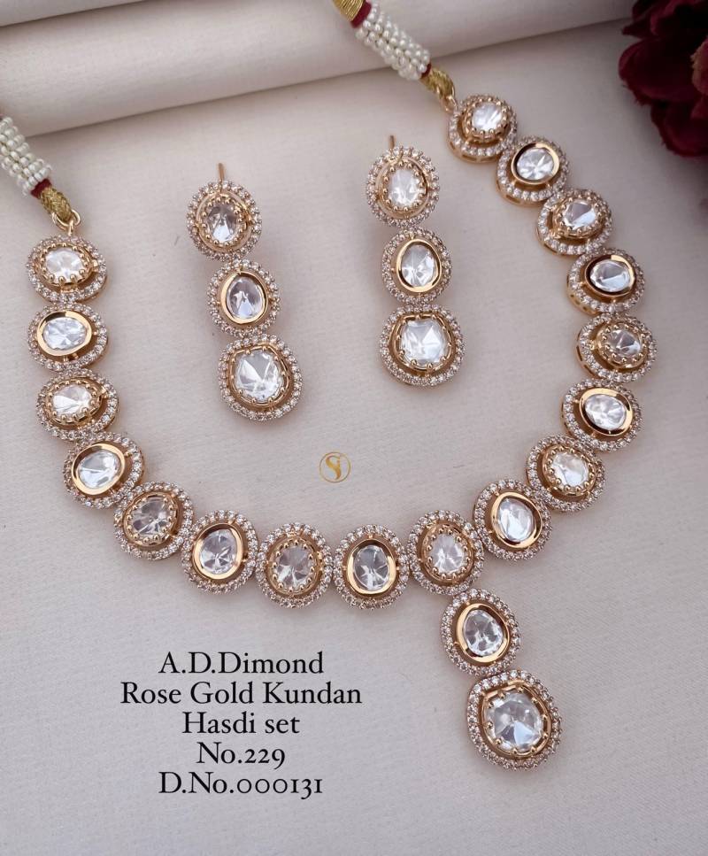 Ad Diamond Rose Gold Kundan Hasdi Set 7