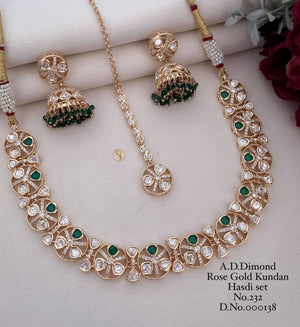 Ad Diamond Rose Gold Kundan Hasdi Set 8