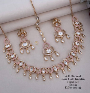 Ad Diamond Rose Gold Kundan Hasdi Set 9