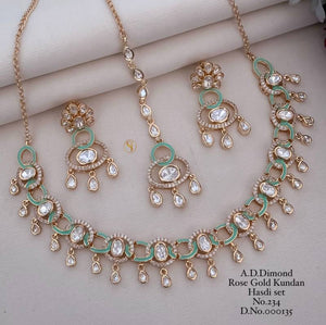 Ad Diamond Rose Gold Kundan Hasdi Set 9
