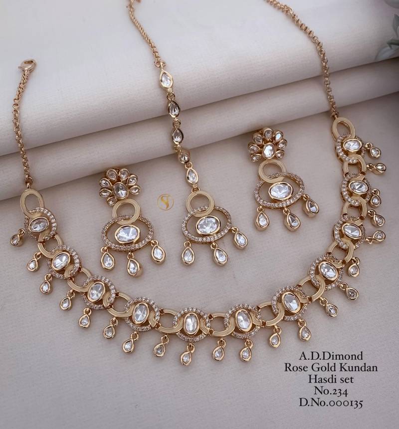 Ad Diamond Rose Gold Kundan Hasdi Set 9