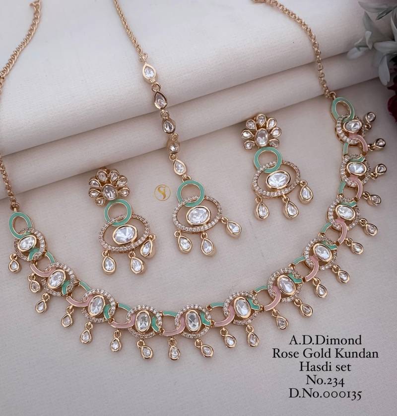 Ad Diamond Rose Gold Kundan Hasdi Set 9