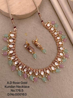 Ad Diamond Rose Gold Kundan Necklace 10