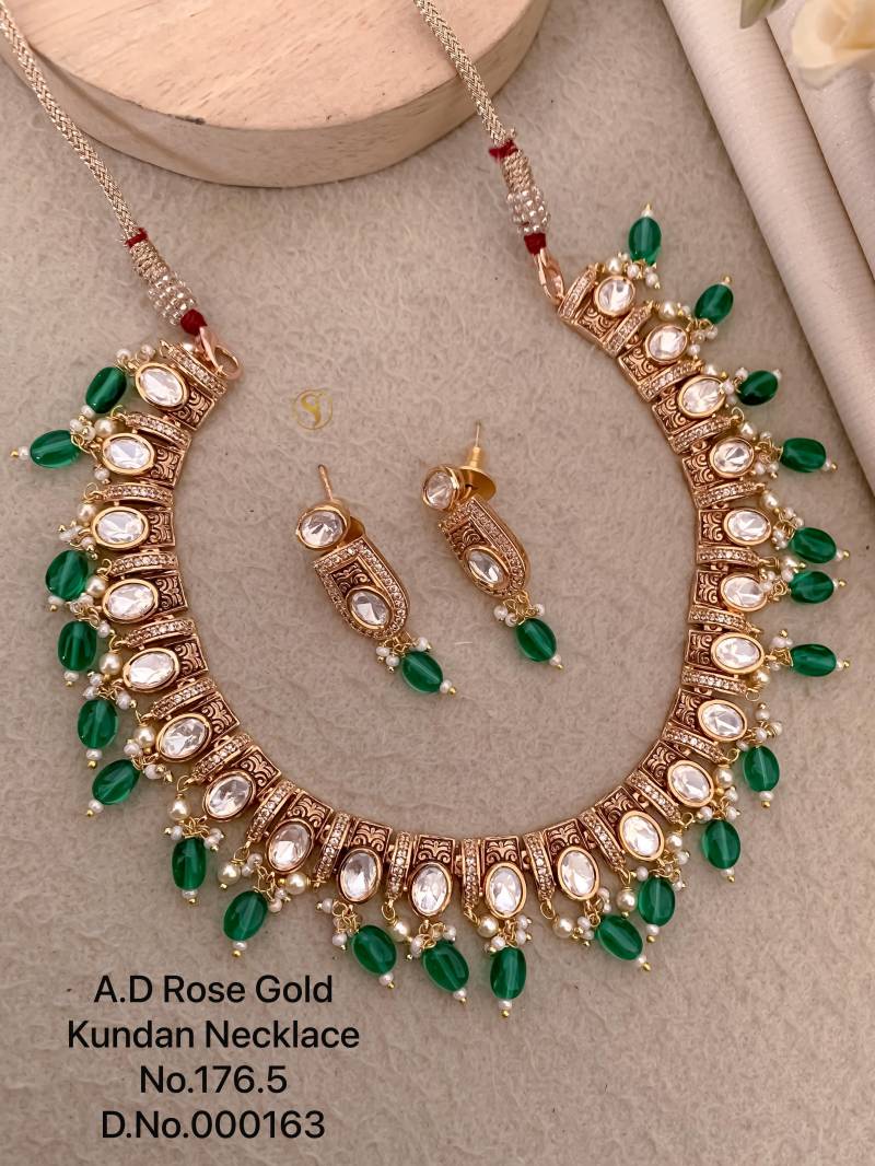 Ad Diamond Rose Gold Kundan Necklace 10