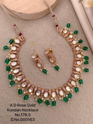 Ad Diamond Rose Gold Kundan Necklace 10