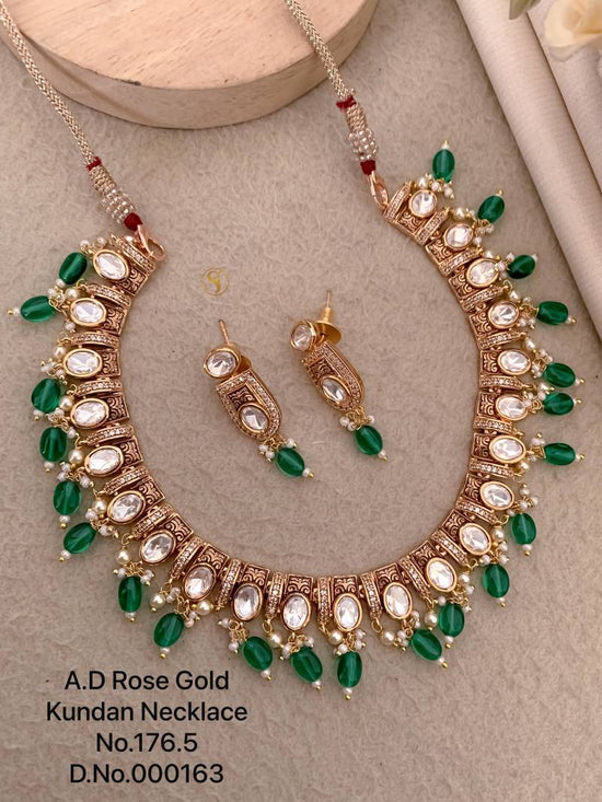 Ad Diamond Rose Gold Kundan Necklace 10
