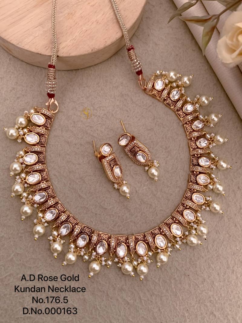 Ad Diamond Rose Gold Kundan Necklace 10