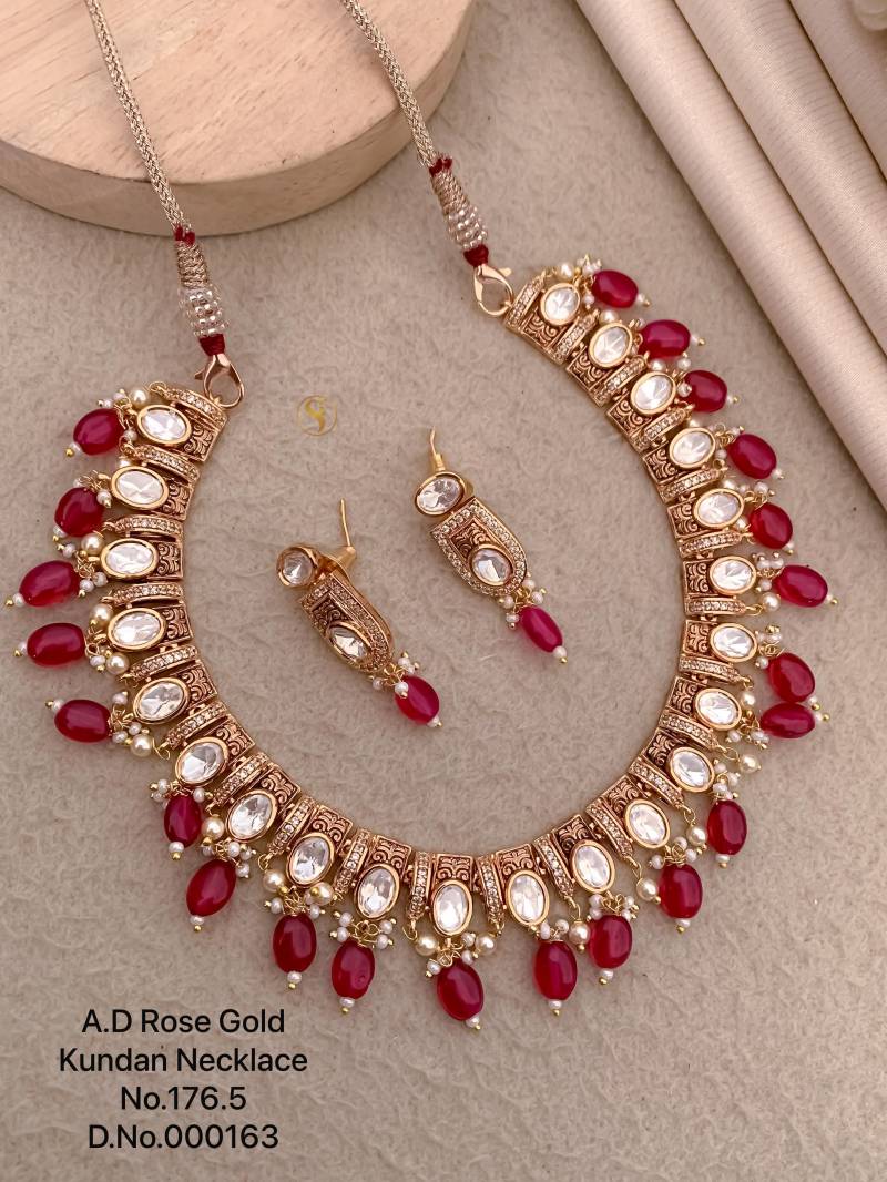 Ad Diamond Rose Gold Kundan Necklace 10