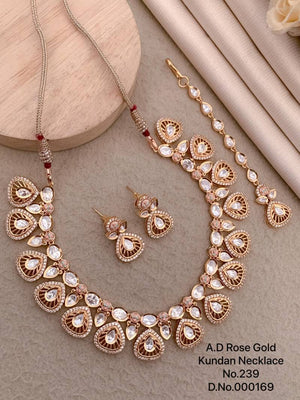 Ad Diamond Rose Gold Kundan Necklace 11