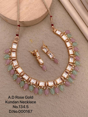 Ad Diamond Rose Gold Kundan Necklace 7