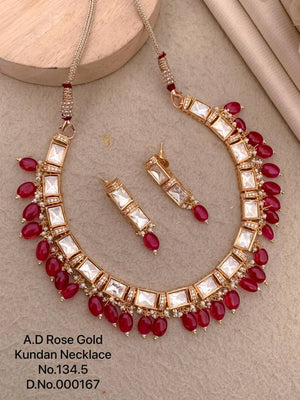 Ad Diamond Rose Gold Kundan Necklace 7