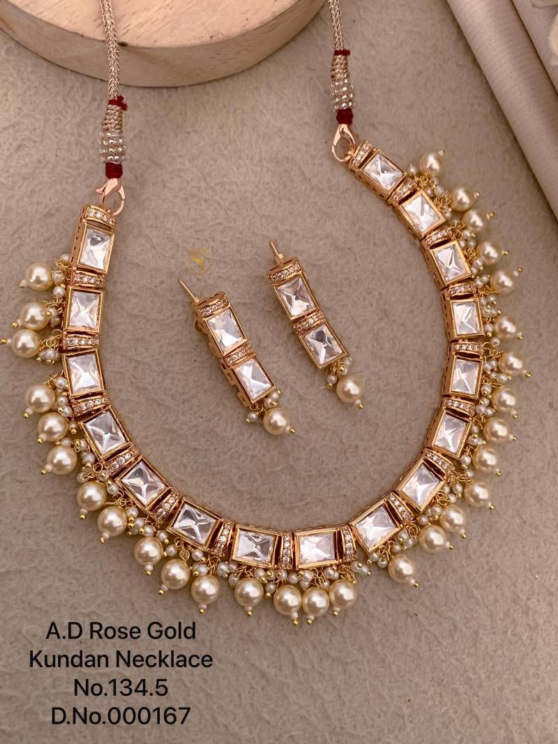 Ad Diamond Rose Gold Kundan Necklace 7