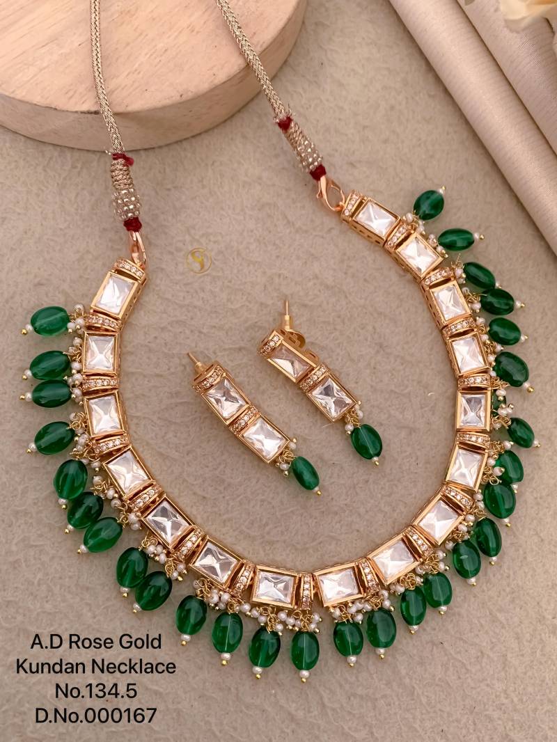 Ad Diamond Rose Gold Kundan Necklace 7