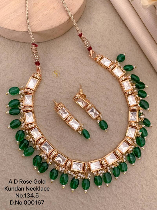 Ad Diamond Rose Gold Kundan Necklace 7