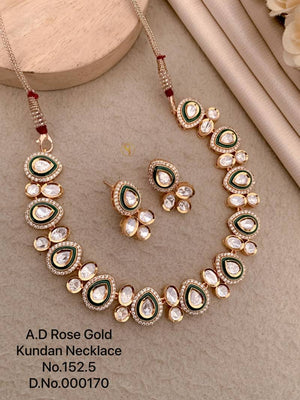 Ad Diamond Rose Gold Kundan Necklace 8