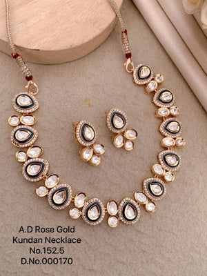 Ad Diamond Rose Gold Kundan Necklace 8
