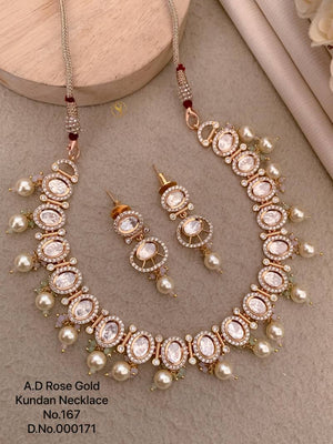 Ad Diamond Rose Gold Kundan Necklace 9