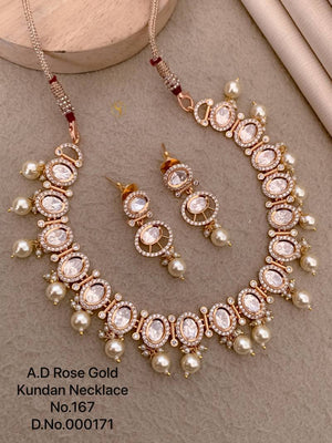 Ad Diamond Rose Gold Kundan Necklace 9