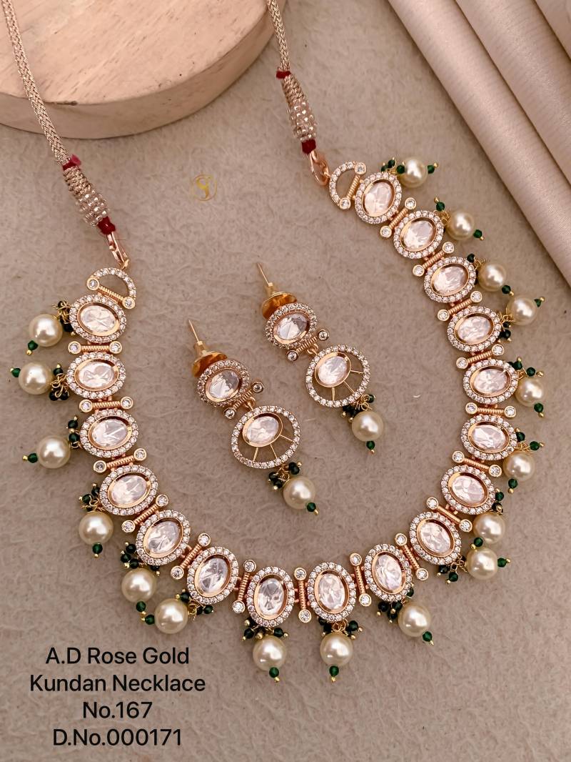 Ad Diamond Rose Gold Kundan Necklace 9