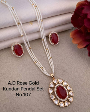 Ad Diamond Rose Gold Kundan Pendal Set 3