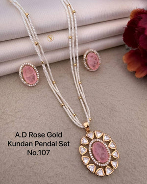 Ad Diamond Rose Gold Kundan Pendal Set 3