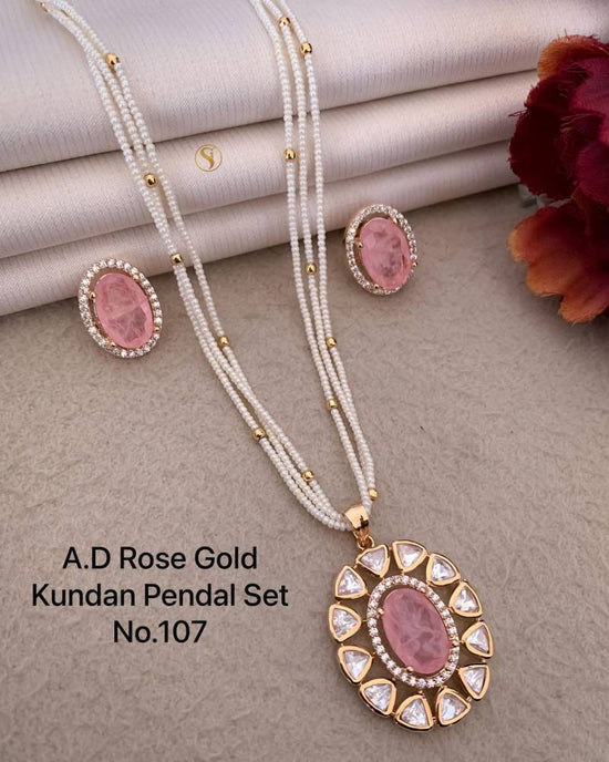 Ad Diamond Rose Gold Kundan Pendal Set 3