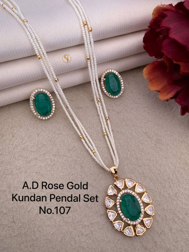 Ad Diamond Rose Gold Kundan Pendal Set 3
