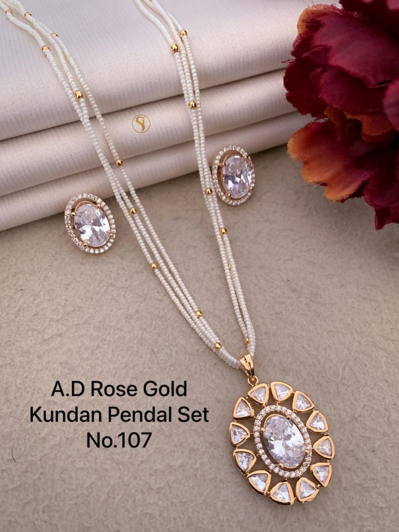Ad Diamond Rose Gold Kundan Pendal Set 3