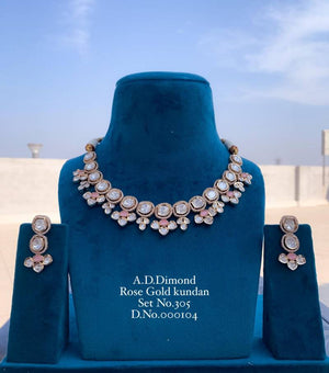 Ad Diamond Rose Gold Kundan Set 1