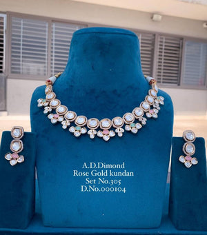 Ad Diamond Rose Gold Kundan Set 1