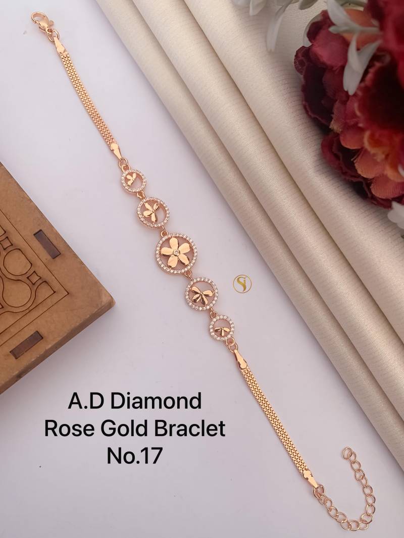 Ad Diamond Silver And Rose Gold Bracelet 6