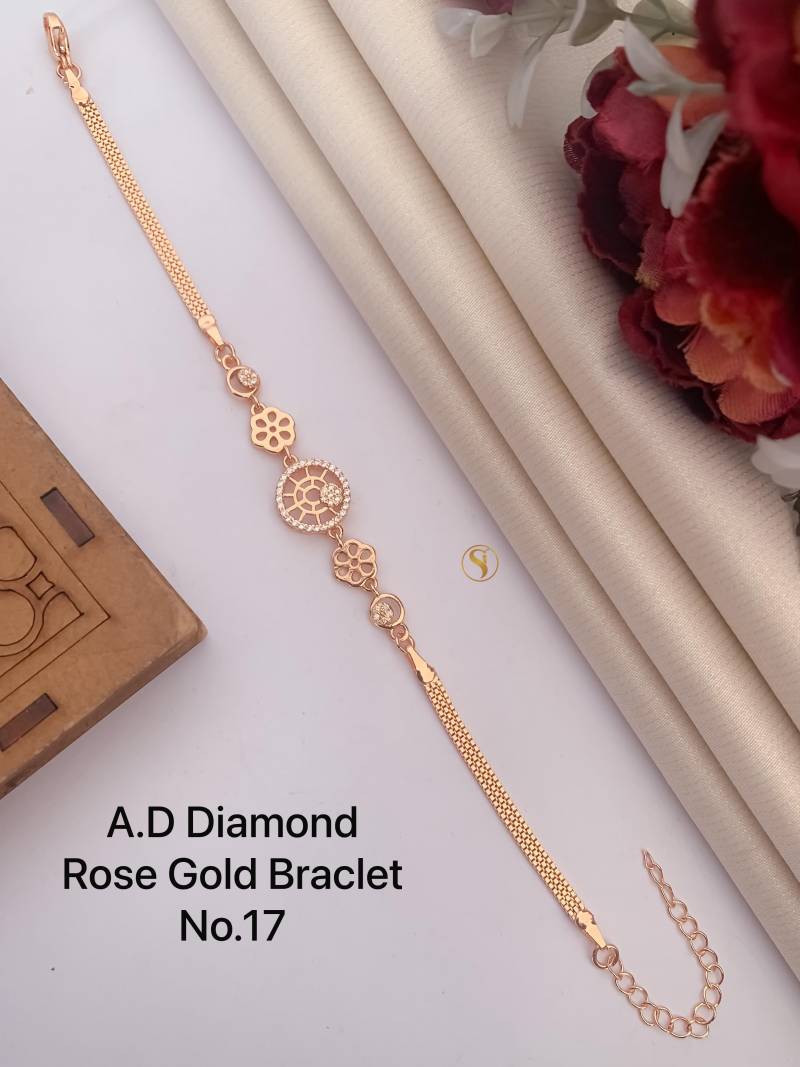 Ad Diamond Silver And Rose Gold Bracelet 6