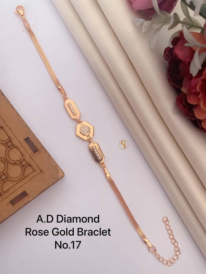 Ad Diamond Silver And Rose Gold Bracelet 6