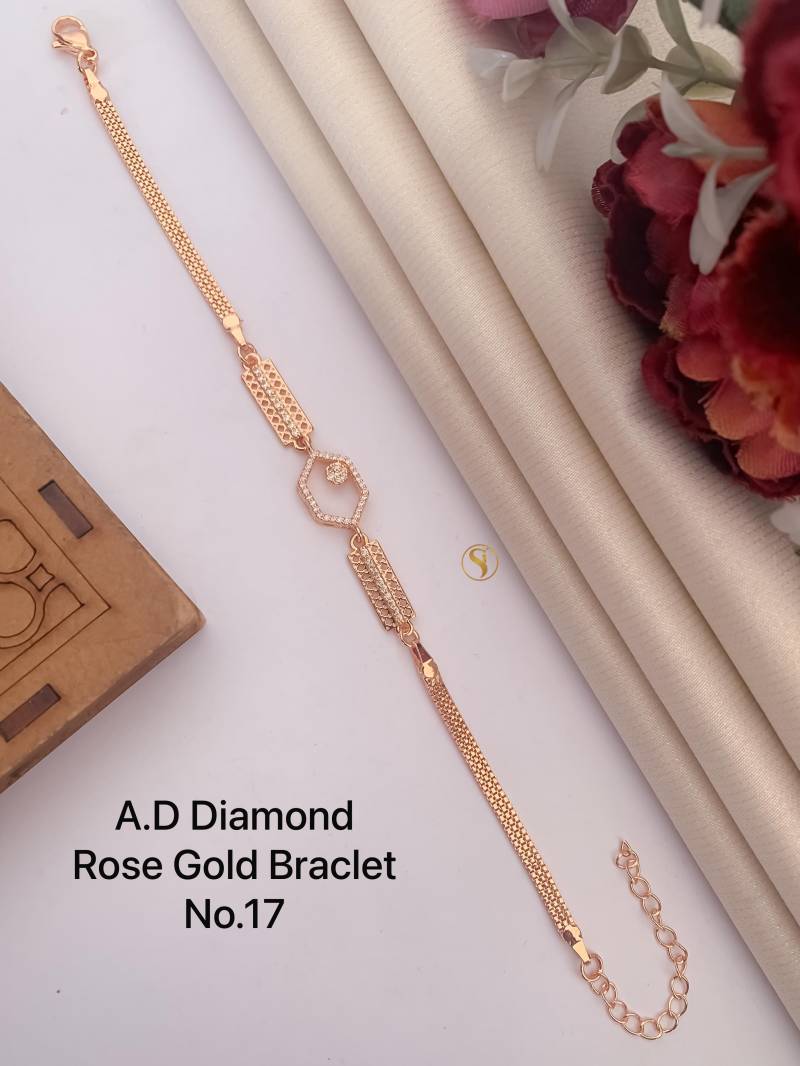 Ad Diamond Silver And Rose Gold Bracelet 6
