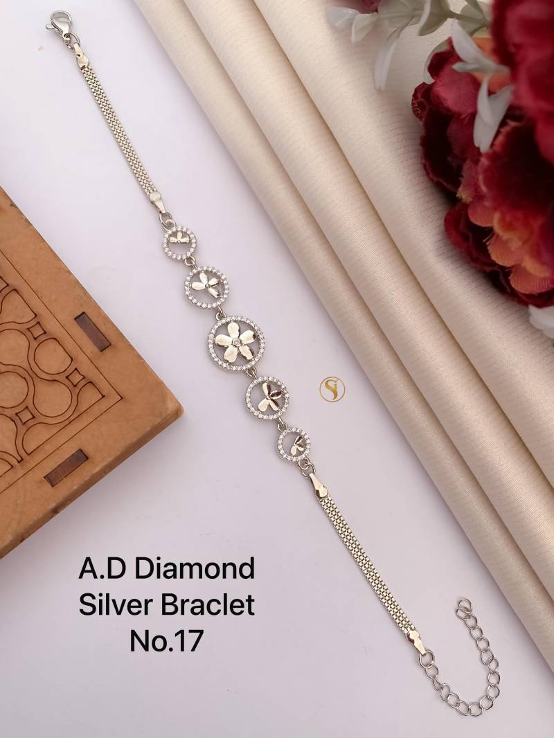Ad Diamond Silver And Rose Gold Bracelet 6