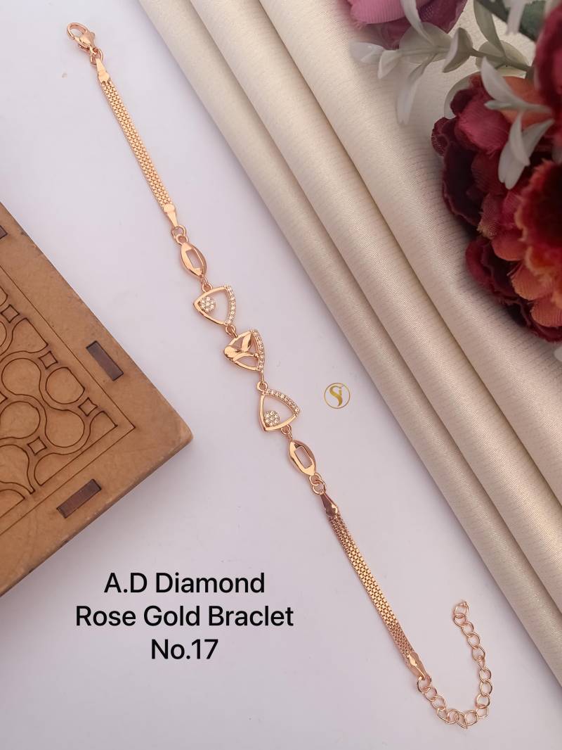 Ad Diamond Silver And Rose Gold Bracelet 6