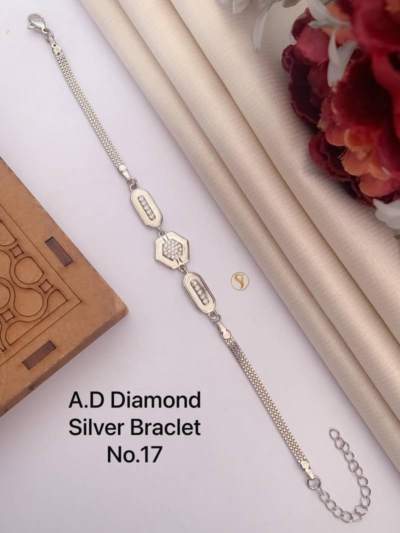 Ad Diamond Silver And Rose Gold Bracelet 6