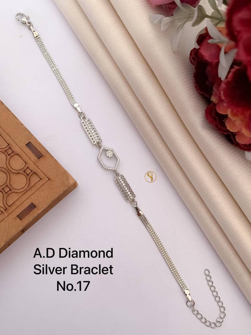 Ad Diamond Silver And Rose Gold Bracelet 6