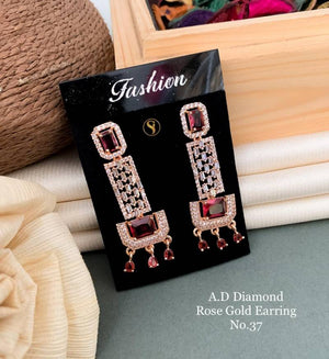 AD Diamond Silver And Rose Gold Earrings 3