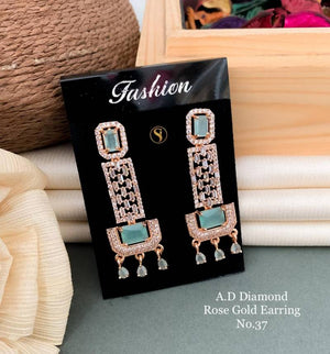 AD Diamond Silver And Rose Gold Earrings 3