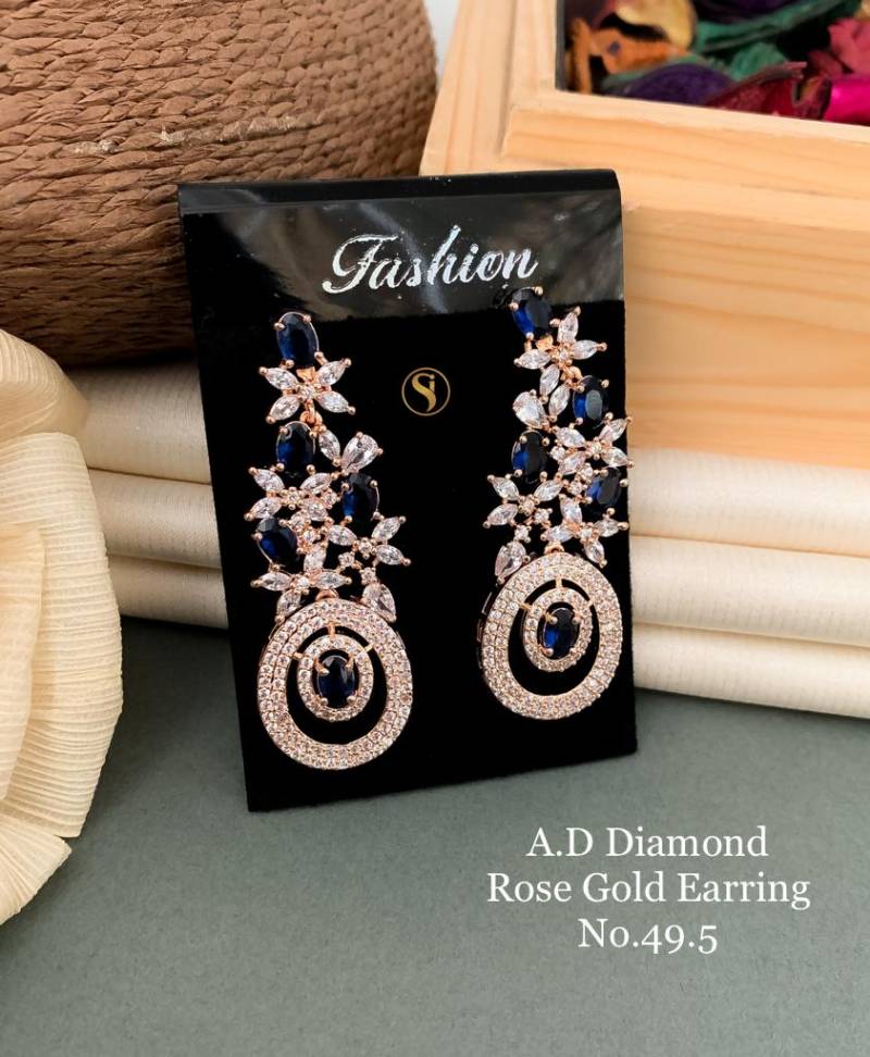 AD Diamond Silver And Rose Gold Earrings 4