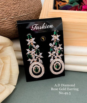 AD Diamond Silver And Rose Gold Earrings 4