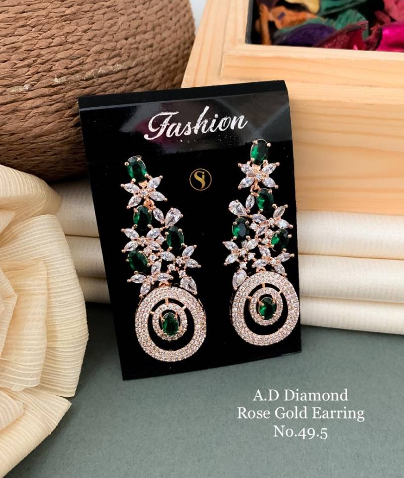 AD Diamond Silver And Rose Gold Earrings 4