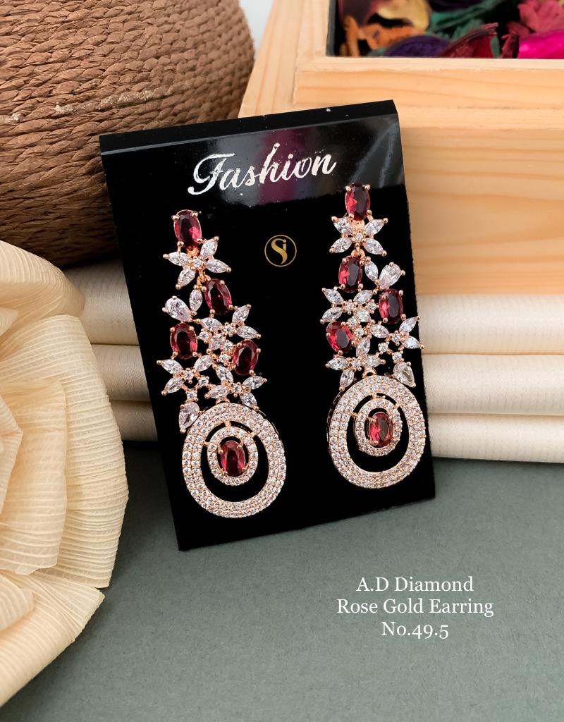 AD Diamond Silver And Rose Gold Earrings 4